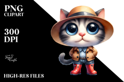 Watercolor Cat with Rain Boots | Clipart Product Image 2