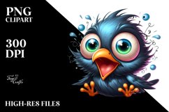 cute baby Blackbird Napping Clipart Product Image 3