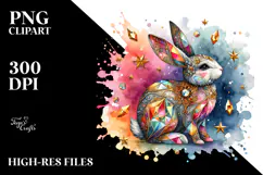 Abstract Shiny Colorful Bunny Made of Diamonds JPEG Product Image 2