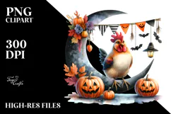 Halloween Chicken Moon Design, Transparent PNG Product Image 2
