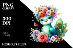 Colorful Peacock Flower Crown Clipart Product Image 3