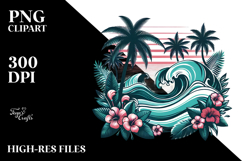 Retro Tropical Waves, Clipart Product Image 2