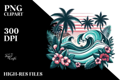 Retro Tropical Waves, Clipart PNG Product Image 2