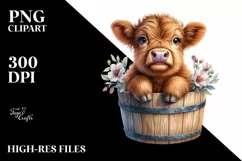 Cute Baby Highland Cow, High-Res PNG Product Image 1