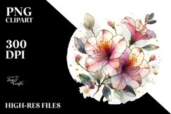 Watercolor Stained Azalea | Sublimation | Clipart Product Image 1