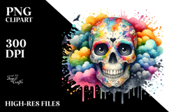 Colorful Skull Watercolor Painting Product Image 2