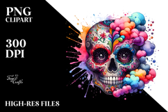 Colorful Skull with Spring Flowers PNG Product Image 2
