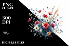 Centered Watercolor Wild Flowers | Sublimation | Clipart Product Image 1