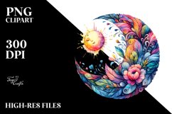 Whimsical Half Moon Watercolor PNG Product Image 1