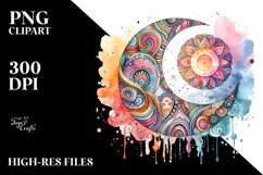 Whimsical Half Moon Watercolor PNG Product Image 1