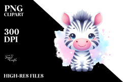 Vibrant Cute Zebra Watercolor Clipart Product Image 2