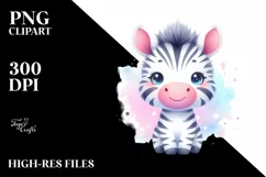 Vibrant Cute Zebra Watercolor Clipart Product Image 3