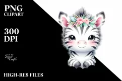 Vibrant Cute Zebra Watercolor Clipart Product Image 3
