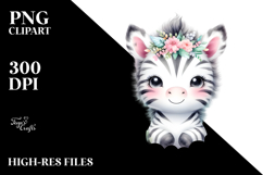 Vibrant Cute Zebra Watercolor Clipart Product Image 2