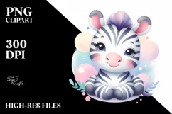 Vibrant Cute Zebra Watercolor Clipart Product Image 4