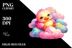 Colorful Baby Duck with Cloud, PNG Product Image 2