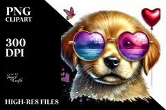 Colorful Puppy with Sunglasses, Transparent PNG Product Image 2