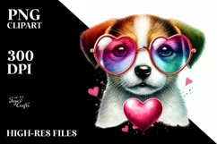 Puppy with Heart Sunglasses PNG Product Image 2