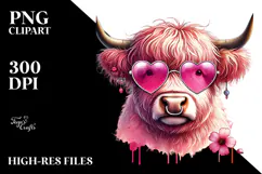 Colorful Highland Cow PNG Product Image 2
