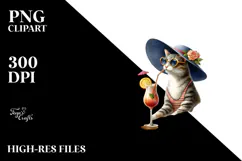 Watercolor Cat Beachwear PNG Product Image 2