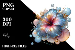 Abstract Hibiscus Round Wood Splash PNG Product Image 2