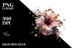 Abstract Hibiscus Round Wood Splash PNG Product Image 2