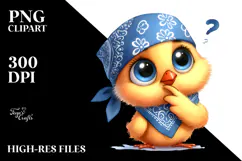 Chick Standing Bandana Eyes Sublimation Clipart Product Image 2