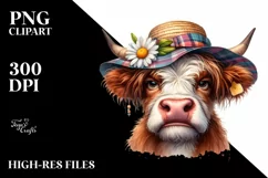 Highland Cow Portrait Sublimation Clipart Product Image 3