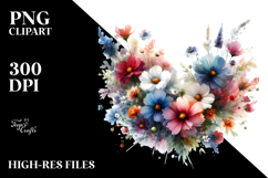 Colorful Washed Watercolor, Wild Flowers, PNG Product Image 2
