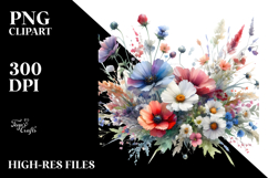 Colorful Washed Watercolor, Wild Flowers, PNG Product Image 2