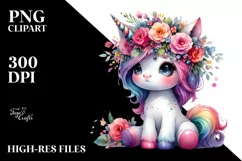 Cute Baby Unicorn Sitting PNG Product Image 1