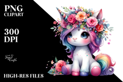 Cute Baby Unicorn Sitting PNG Product Image 2