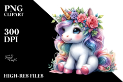 Cute Baby Unicorn Sitting PNG Product Image 2