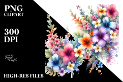 Washed Colorful Flowers PNG Product Image 2