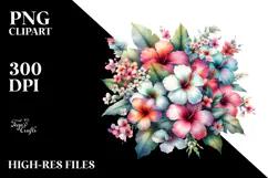 Washed Colorful Flowers PNG Product Image 2