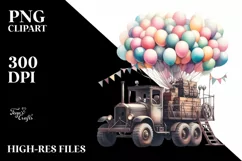 Vintage Escavator Balloons, High-Res PNG Product Image 1