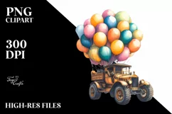 Vintage Escavator Balloons, Transparent PNG Product Image 1