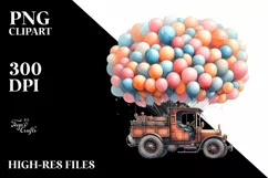 Vintage Escavator Balloons PNG Product Image 1