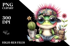 Energetic Baby Frog with Punk Look, High-Res PNG Product Image 2