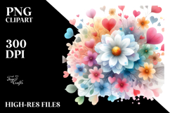 Simple Boho Hearts Flower, PNG Product Image 2