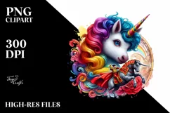 Colorful Baby Unicorn with Bullfighting Ring, High-Res PNG Product Image 1