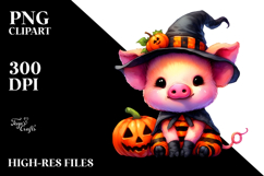 Vibrant Baby Pig Halloween | Sublimation | Clipart Product Image 2