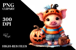 Vibrant Baby Pig Halloween | Sublimation | Clipart Product Image 3