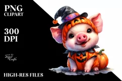 Vibrant Baby Pig Halloween | Sublimation | Clipart Product Image 3