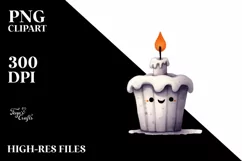 Simple Funny Haloween Clipart with CANDLE PNG Product Image 1