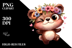 Ridiculously Cute Bear with Flower Crown PNG Product Image 2