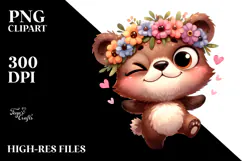 Ridiculously Cute Bear with Flower Crown PNG Product Image 2