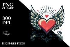 Retro Heart Wings PNG Product Image 2
