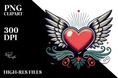 Retro Heart Wings PNG Product Image 2