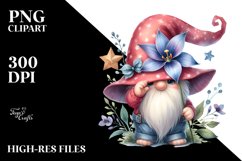 Cute Gnome with Lobelia on Star PNG Product Image 2